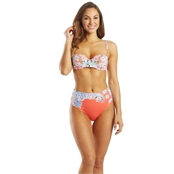 NWT- JOHNNY WAS DREW 2 PIECE SWIM BIKINI- SIZE SMALL- STRUCTURED TOP & HIGH WAIS - Picture 4 of 16